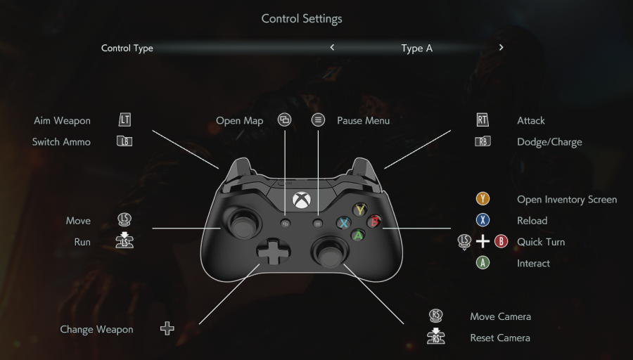 xbox 360 controller pc button mapping resident evil 2 remake